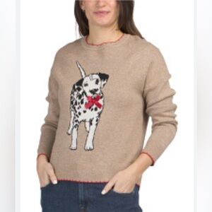 NIKKI I /NWT/ Tan Sweater with Dalmatian Design w/ bow/ Size 3X